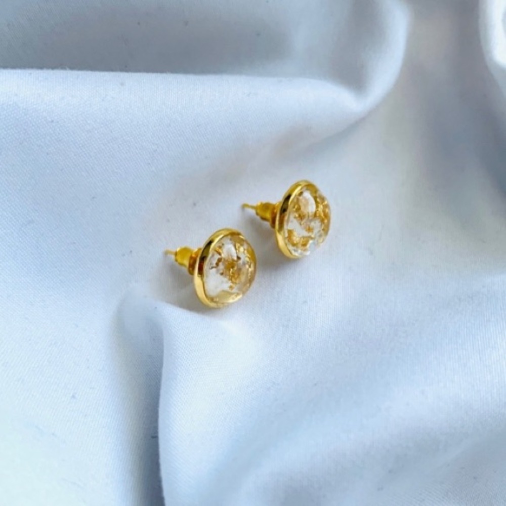 Clear Gold Flake Earrings